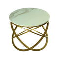 Modern Round Marble Side Table with Gold Base