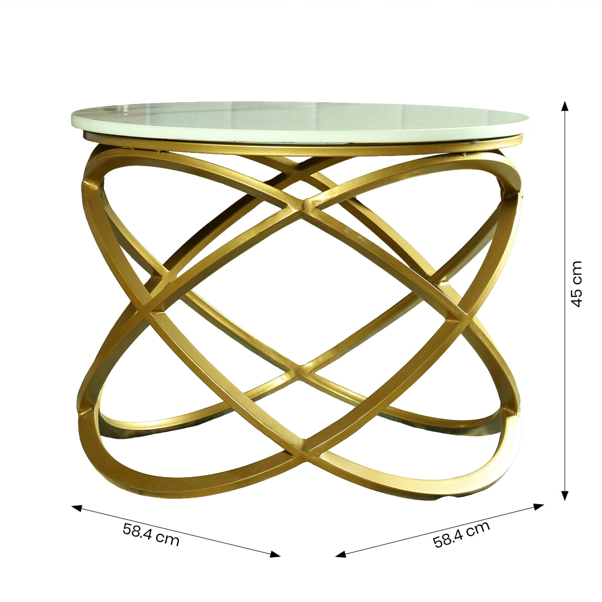 Modern Round Marble Side Table with Gold Base