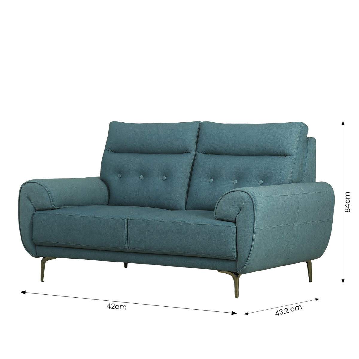 Sierra Teal Fabric 2 Seater Sofa by Zodiya