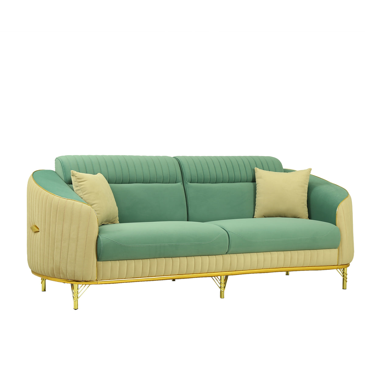 Eldric Pro Green Velvet 3 Seater Sofa with Gold Legs by Zodiya