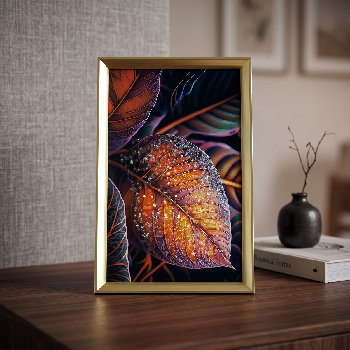 Metal Wall Frame (Red Leaf Art) by Zodiya