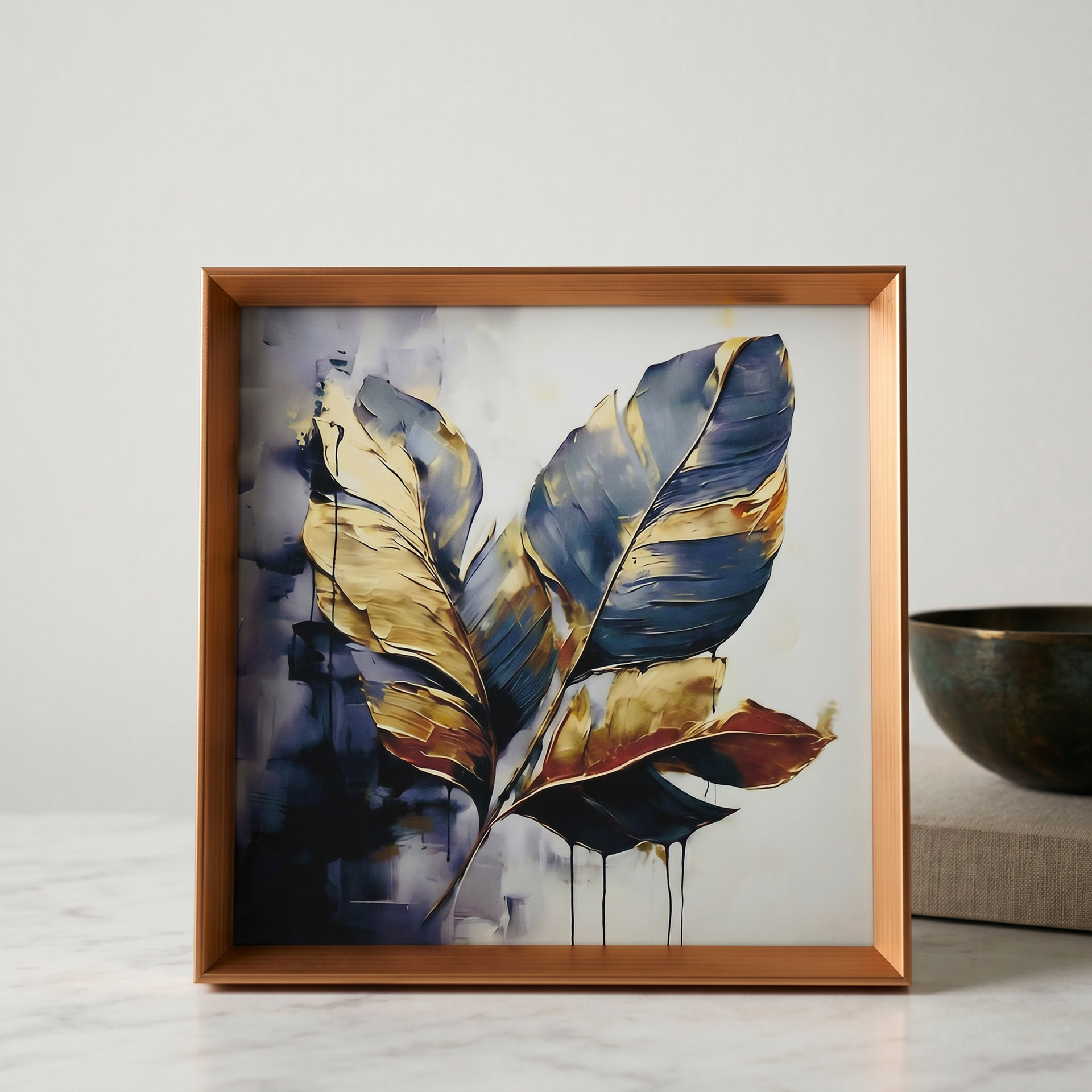 Blue Leaves Wall Frame by Zodiya