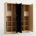 Zayn Engineered Wood 4 Door Wardrobe with 2 Black Doors By Zodiya