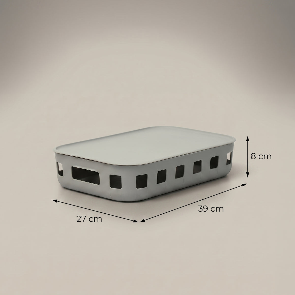 Storage Box with Lid - Grey Multi-Purpose Organizer by Zodiya