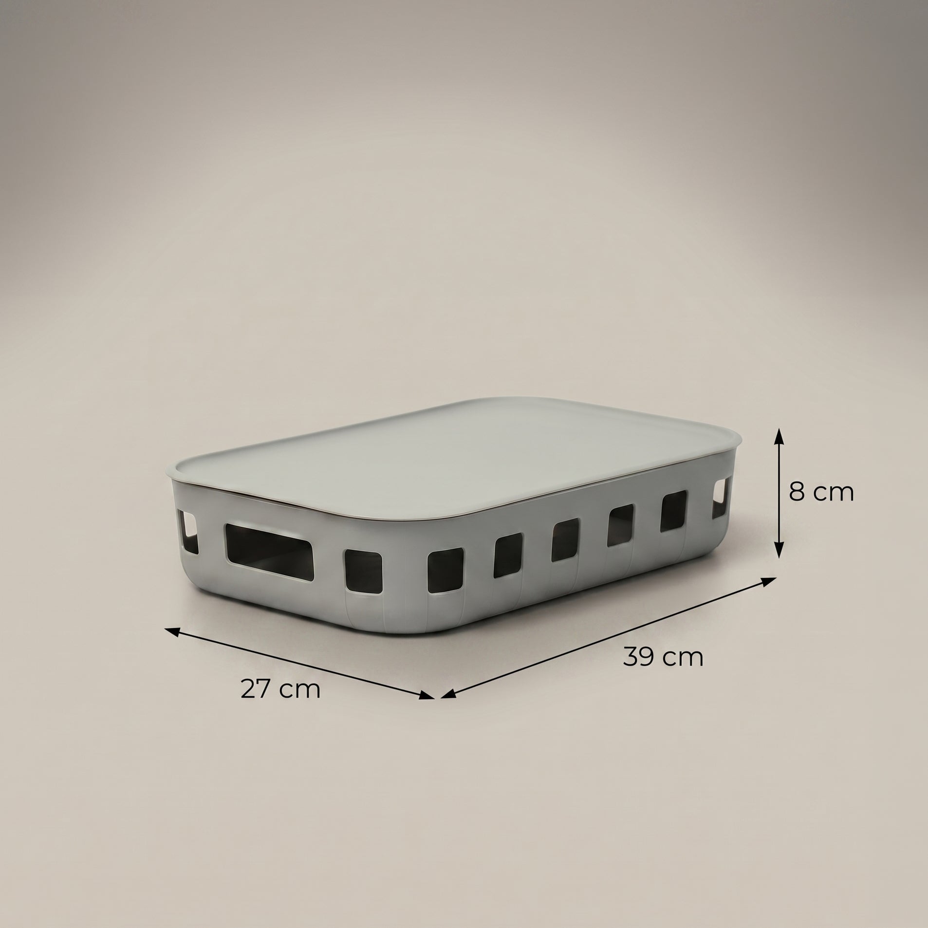 Storage Box with Lid - Grey Multi-Purpose Organizer by Zodiya