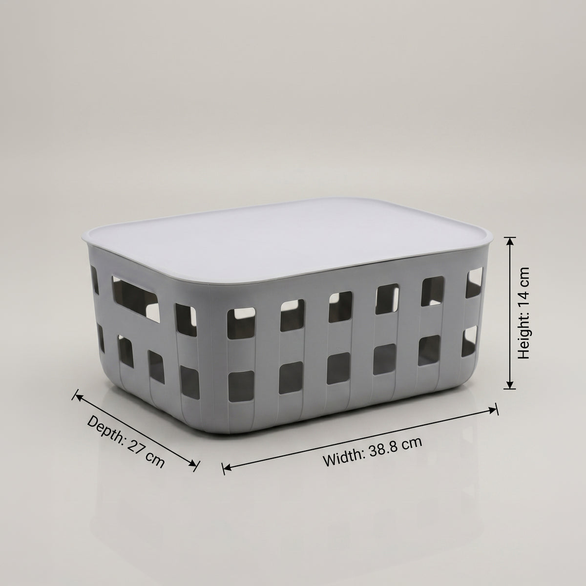 Grey Plastic Storage Box with Lid  by Zodiya