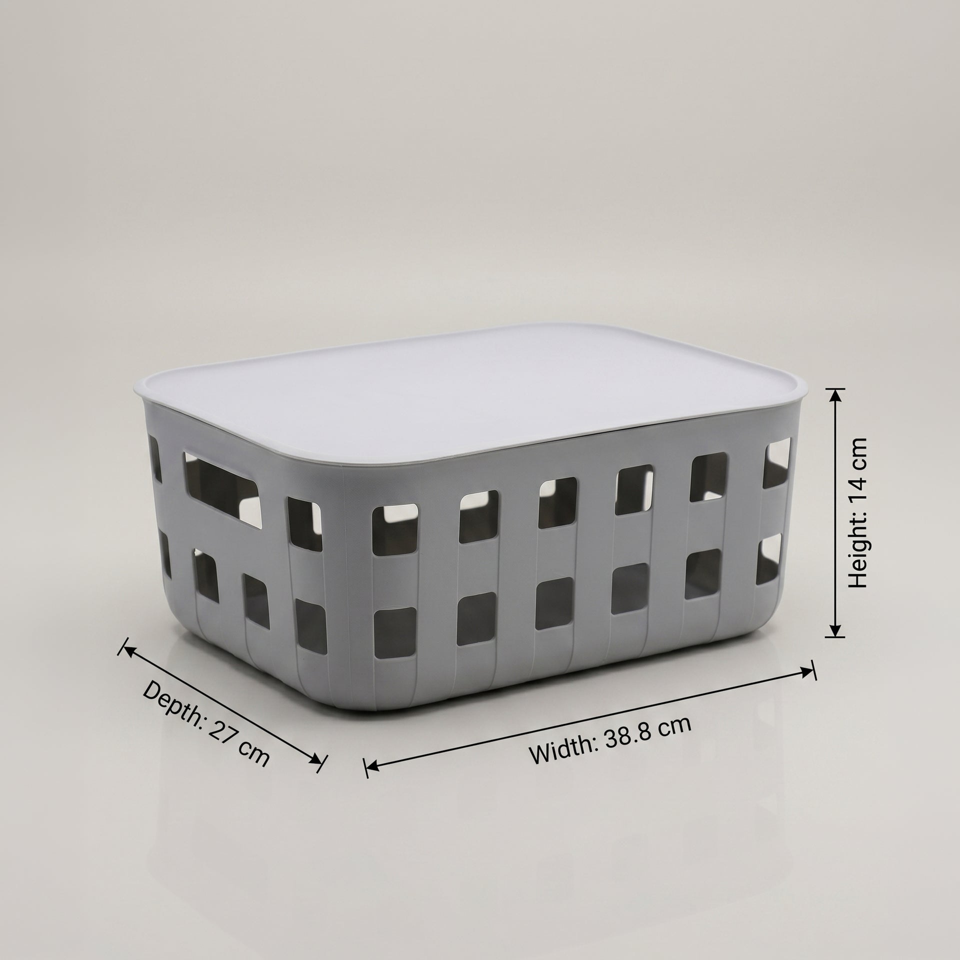 Grey Plastic Storage Box with Lid  by Zodiya