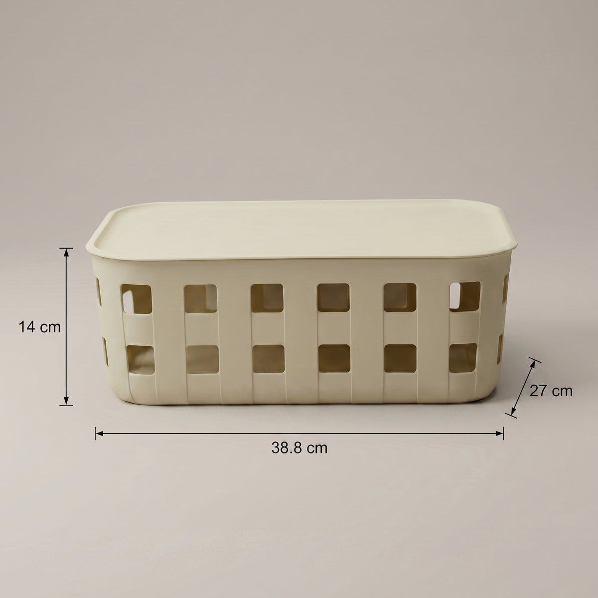Cream Plastic Storage Box with Lid by Zodiya