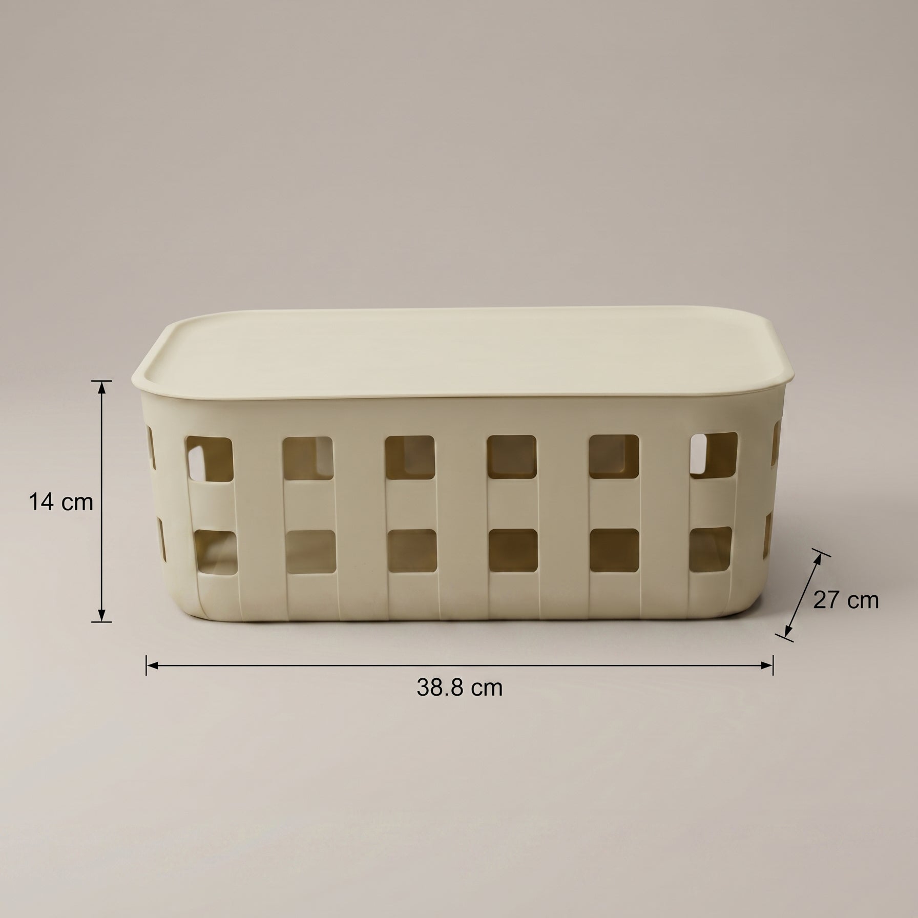 Cream Plastic Storage Box with Lid by Zodiya