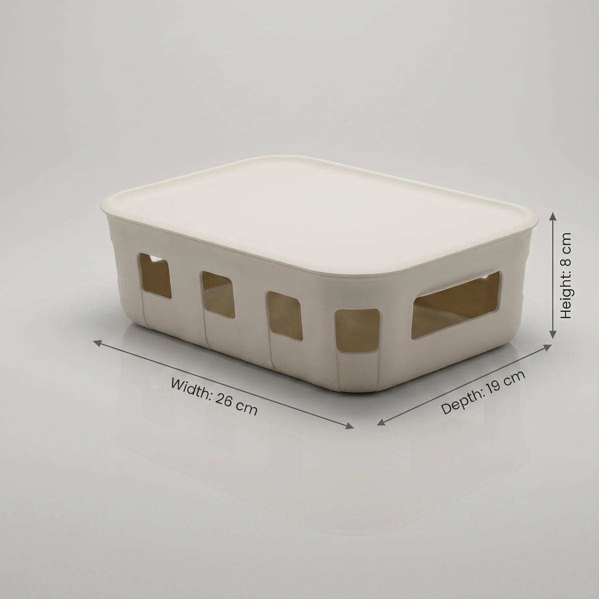 Cream Multipurpose Storage Box with Lid by Zodiya