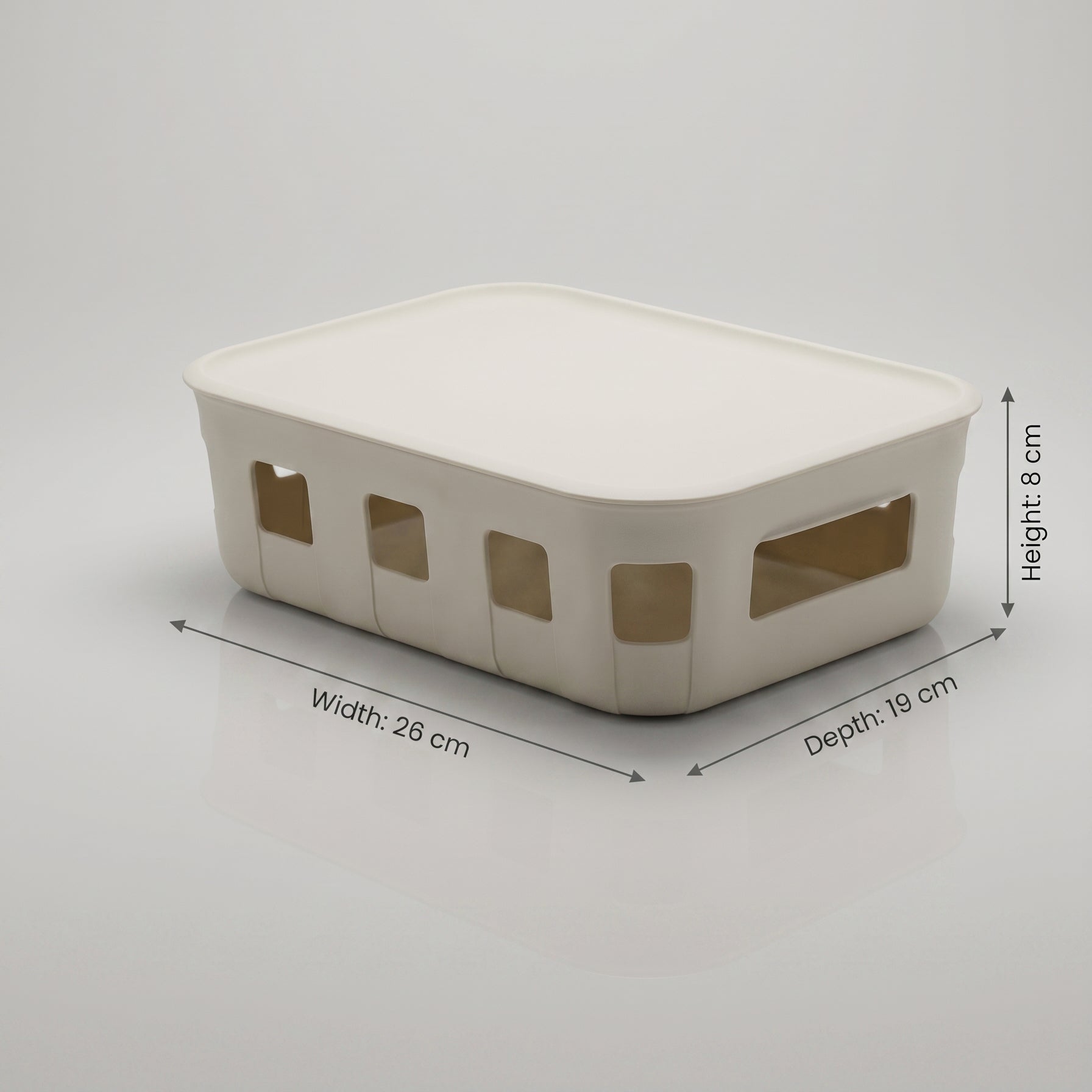 Cream Multi Storage Box with Lid by Zodiya