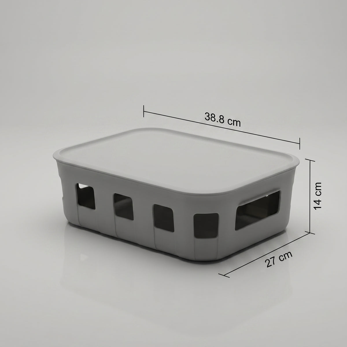 Grey Plastic Multipurpose Storage Box with Lid by Zodiya