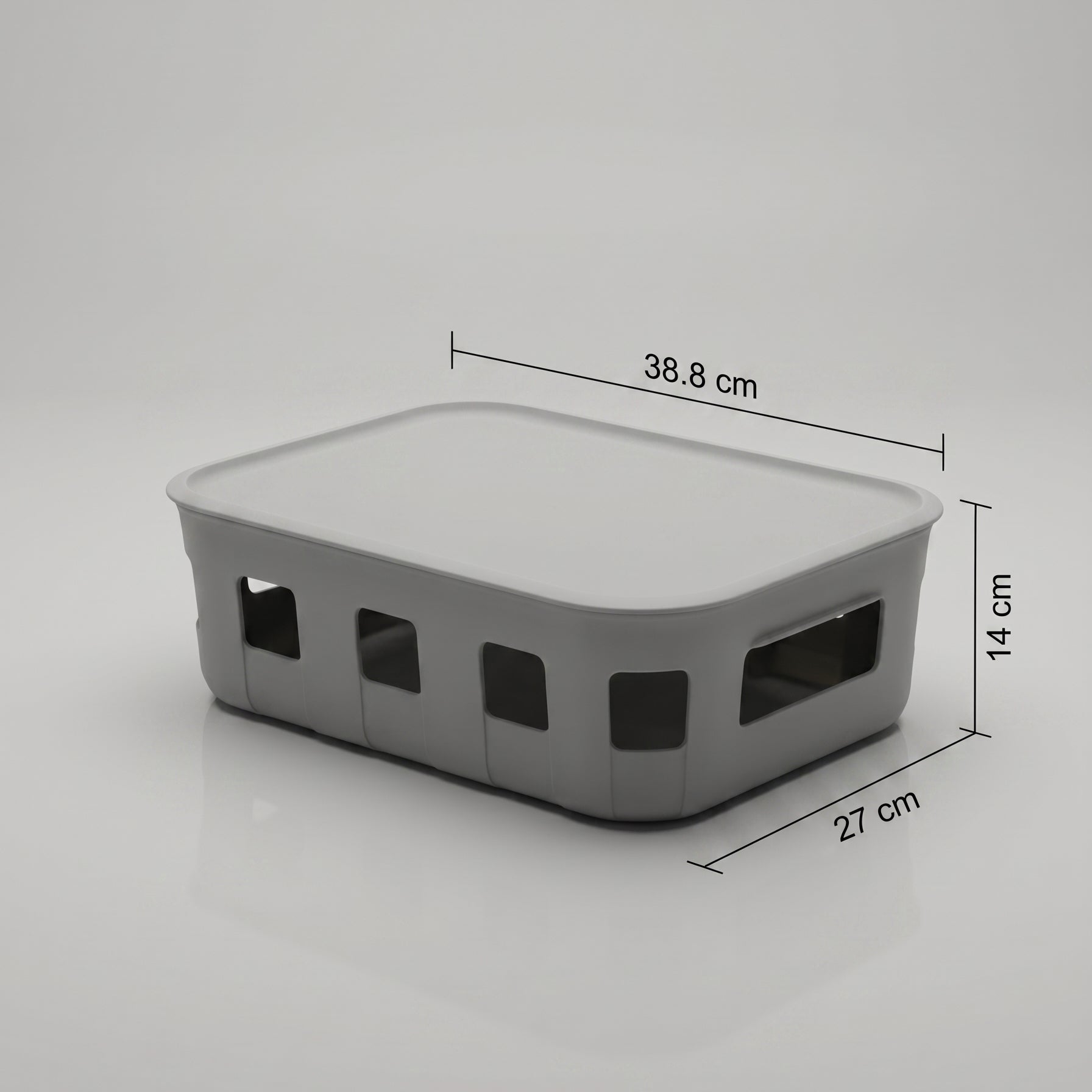 Grey Plastic Multi storage with Lid by Zodiya-2