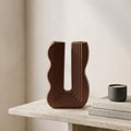 Mauve Terracotta Ceramic Flower Vase (U shaped, Wavy ) By Zodiya