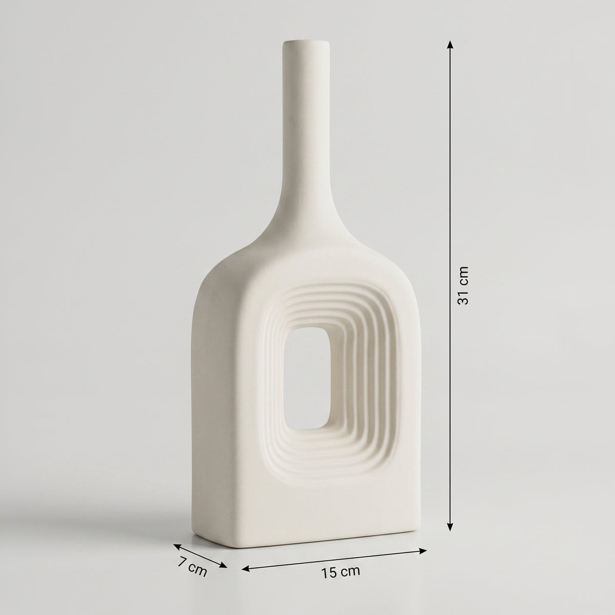 Cream Center Cutout Ceramic Flower Vase by Zodiya
