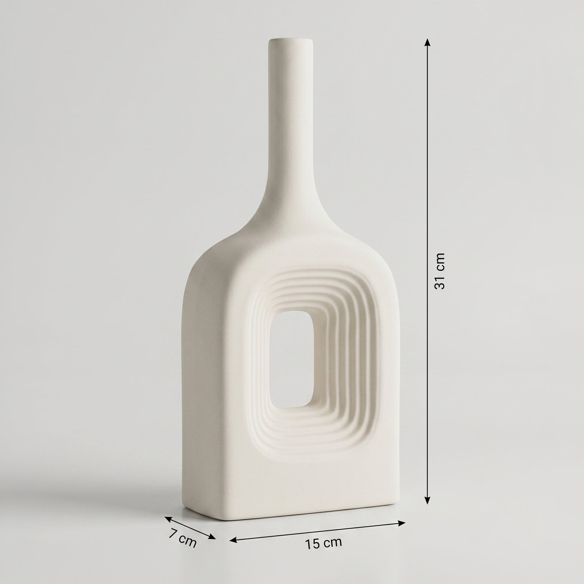 Cream Center Cutout Ceramic Flower Vase by Zodiya-2