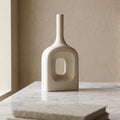 Cream Center Cutout Ceramic Flower Vase by Zodiya