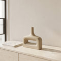 Mauve Beige Hollow Rectangular Ceramic Vase By Zodiya