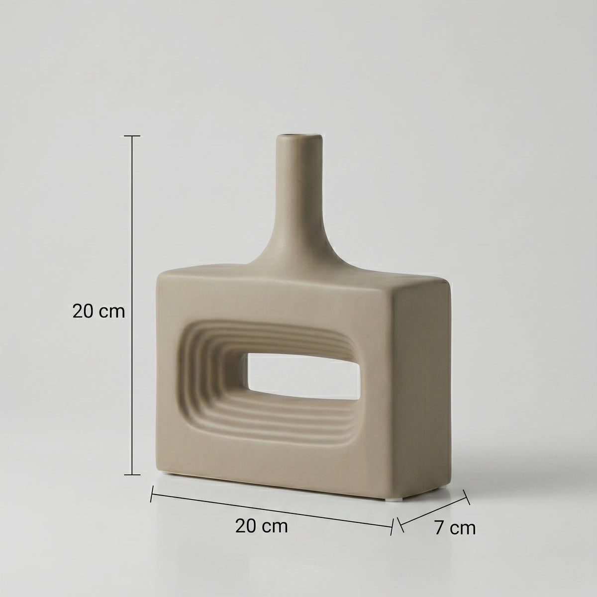 Mauve Beige Hollow Rectangular Ceramic Vase By Zodiya