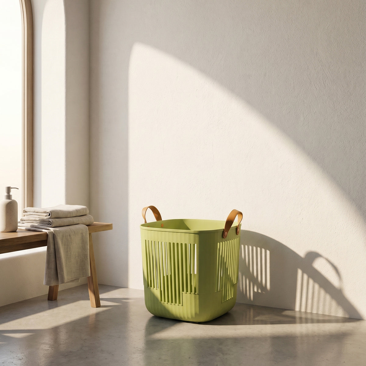 Green Plastic Laundry Basket By Zodiya