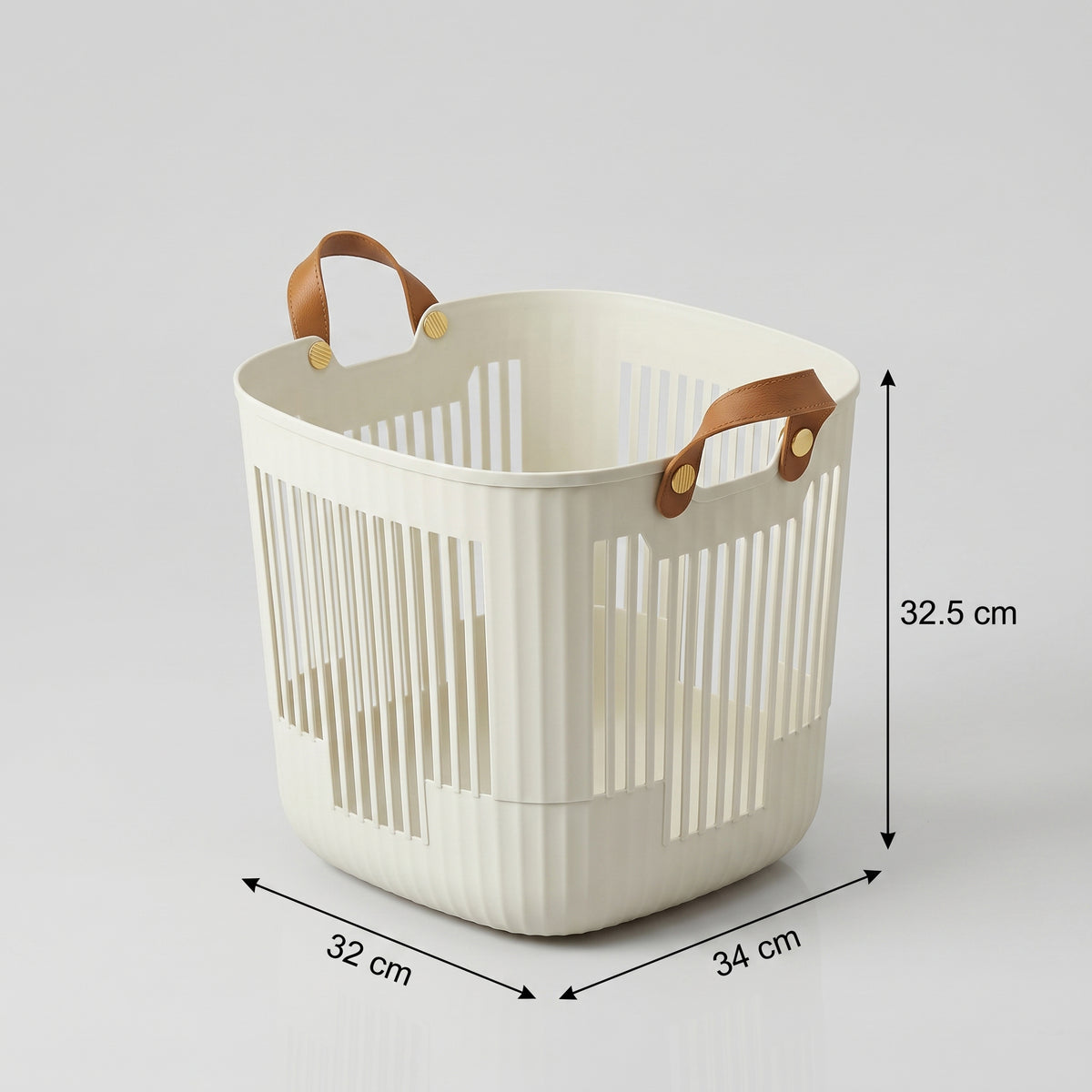 White Plastic Laundry Basket with Handles By Zodiya