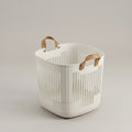 White Plastic Laundry Basket with Handles By Zodiya