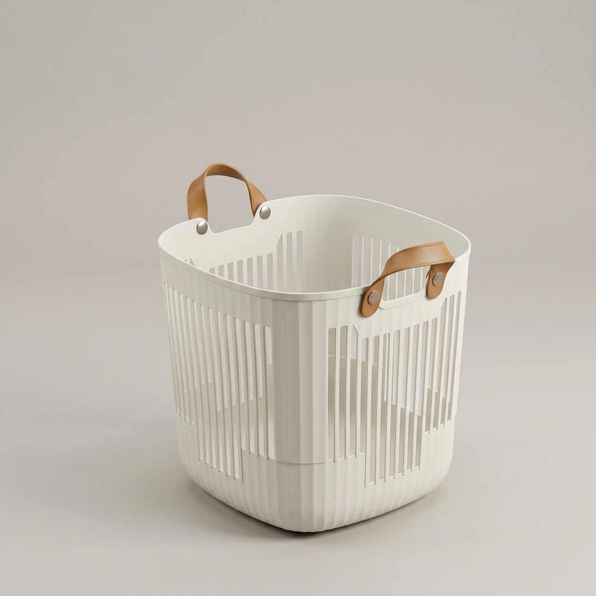 White Plastic Laundry Basket with Handles By Zodiya