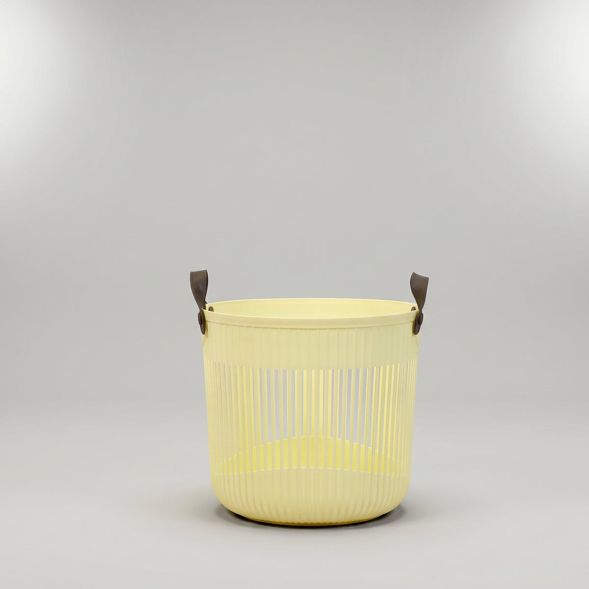Beige Plastic Laundry Basket with Handles By Zodiya