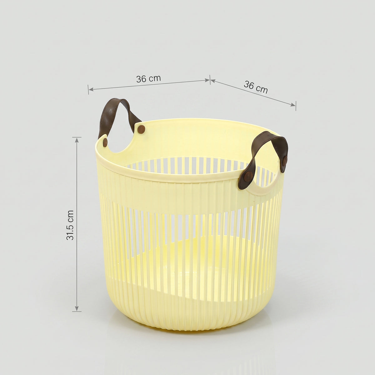 Beige Plastic Laundry Basket with Handles By Zodiya
