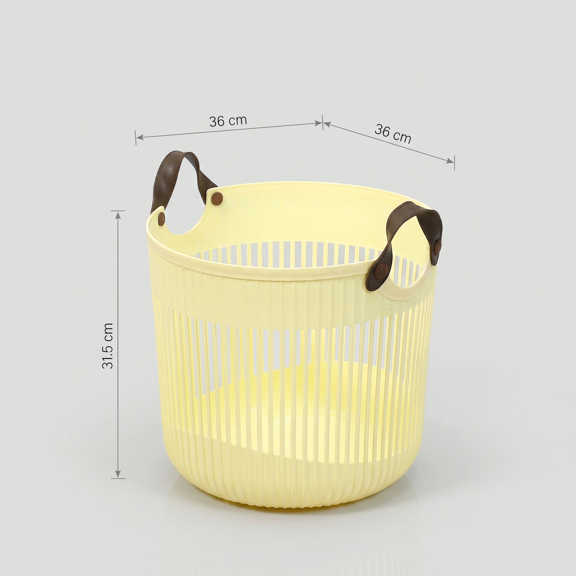 Cream Plastic Laundry Basket By Zodiya