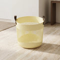 Beige Plastic Laundry Basket with Handles By Zodiya