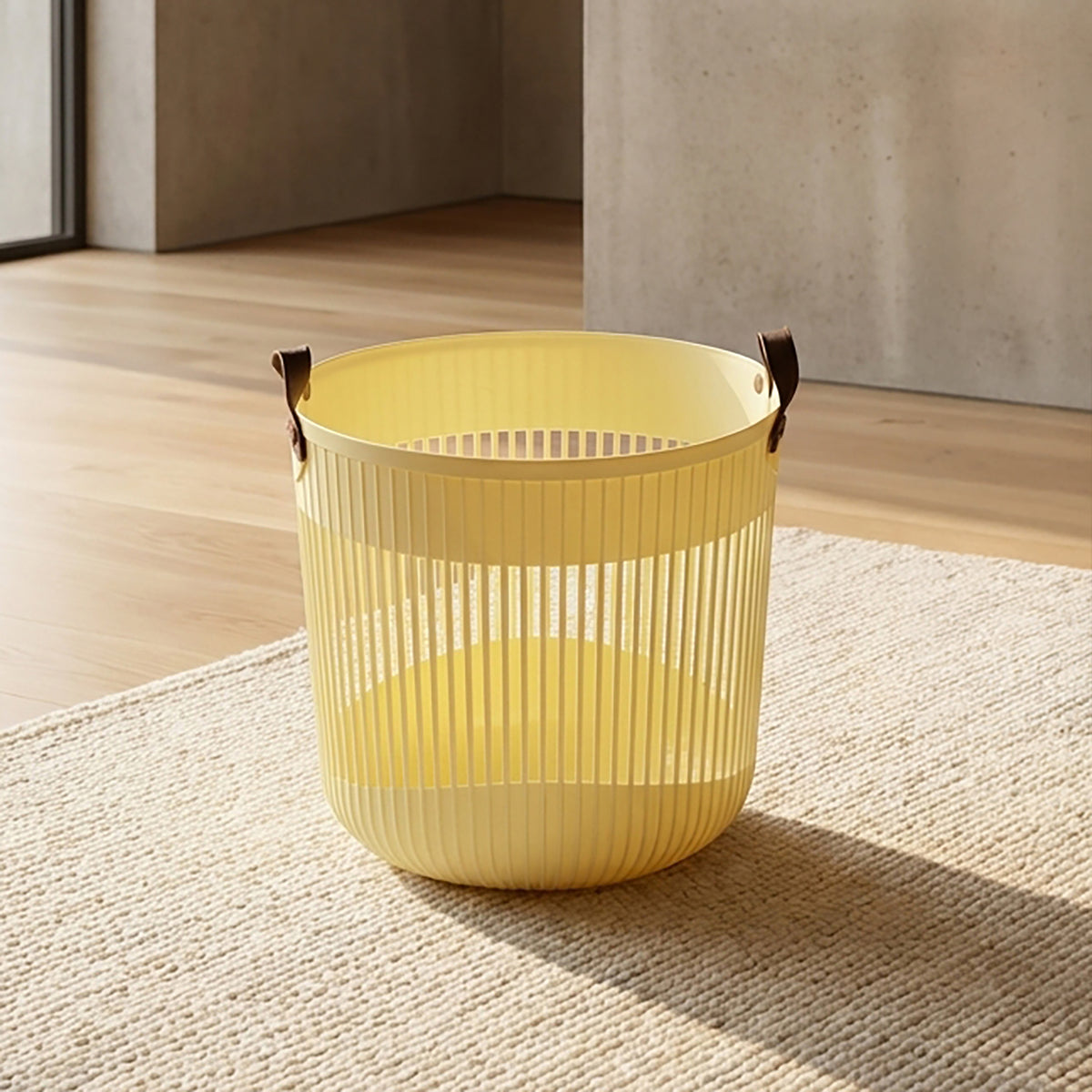 Beige Plastic Laundry Basket (medium) by Zodiya