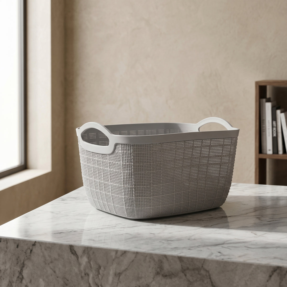 Grey Multipurpose Organiser Basket with Handles By Zodiya