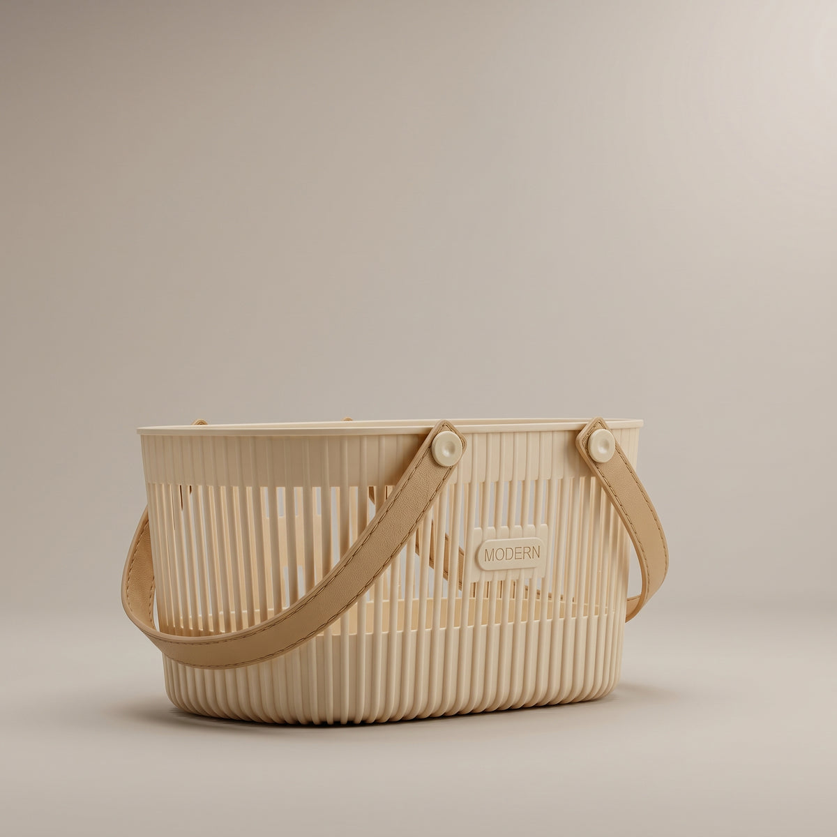 Cream Multipurpose Organiser Basket with Handle by Zodiya