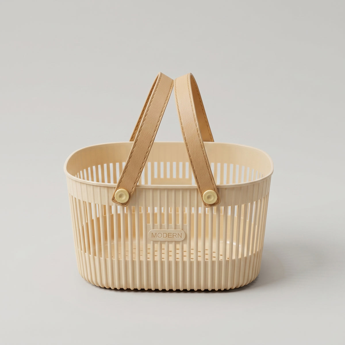 Cream Multipurpose Organiser Basket with Handle by Zodiya