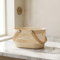 Cream Multipurpose Organiser Basket with Handle by Zodiya