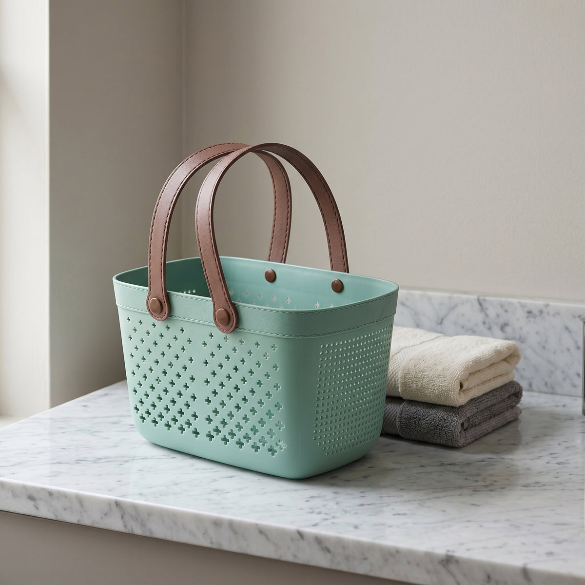 Green Multipurpose Organiser Basket with Handle by Zodiya