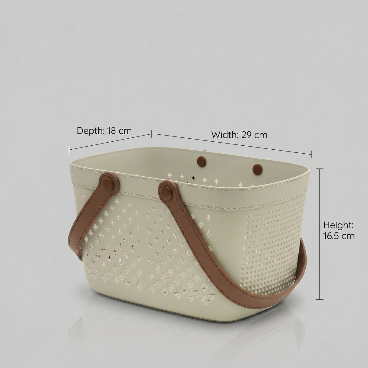 Off White Multipurpose Organiser Basket with Handle by Zodiya