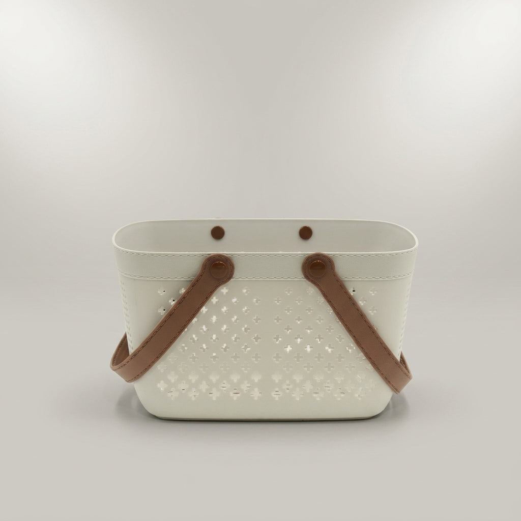 Off White Multipurpose Organiser Basket with Handle by Zodiya