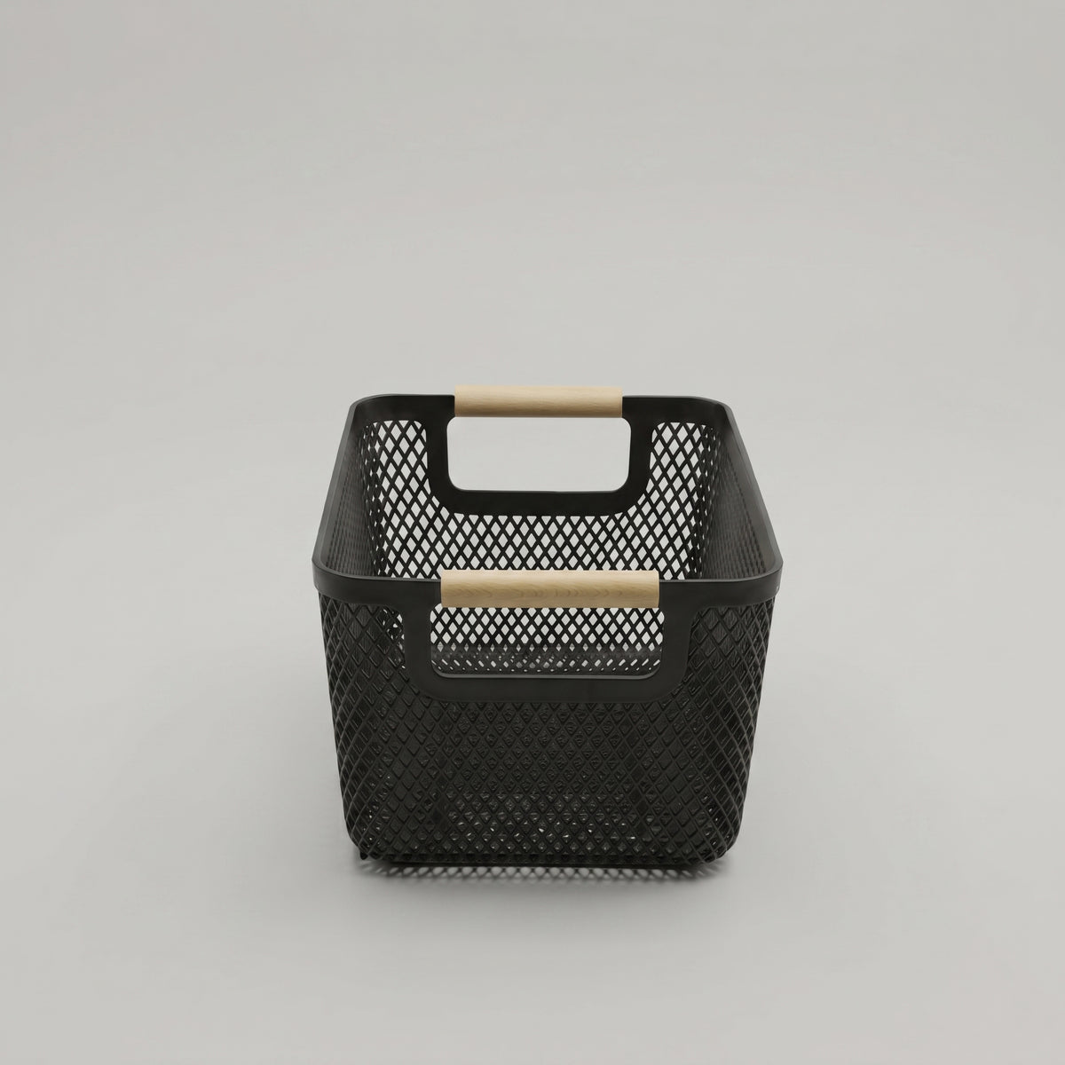 Black Multipurpose Storage Basket with Wooden Handles by Zodiya