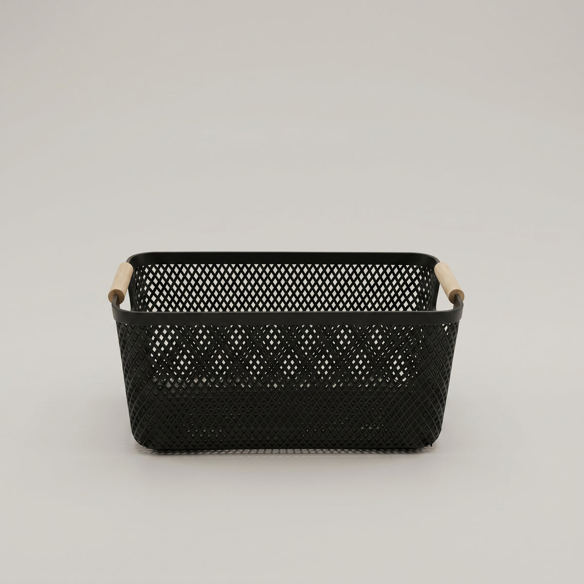 Black Multipurpose Storage Basket with Wooden Handles by Zodiya