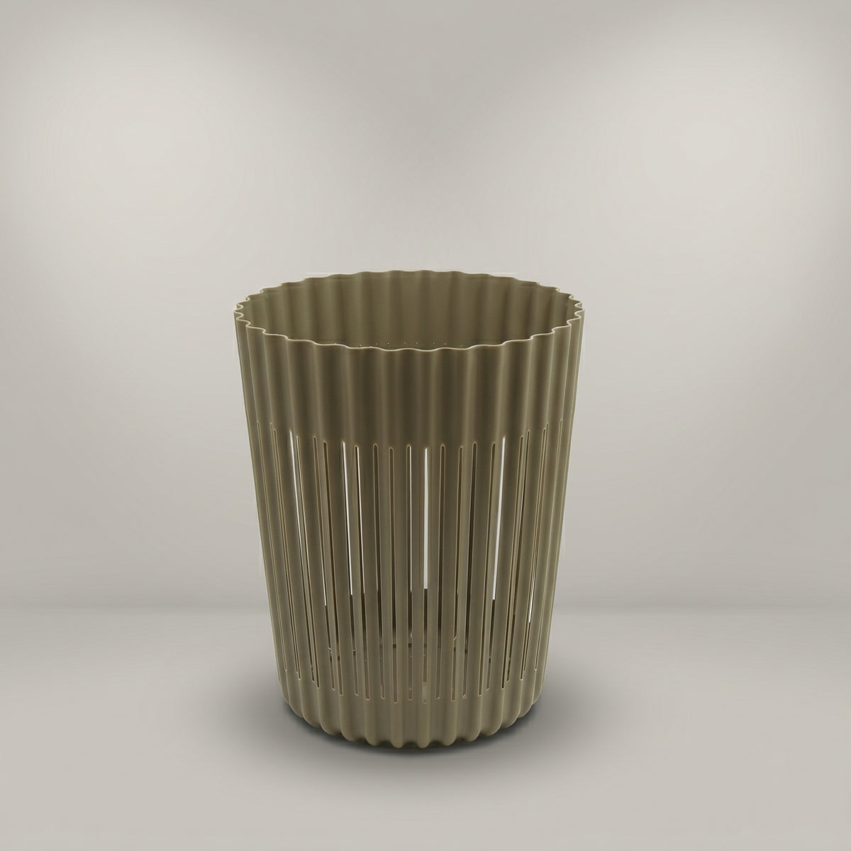 Grey Medium Ribbed Plastic Trash Bin by Zodiya