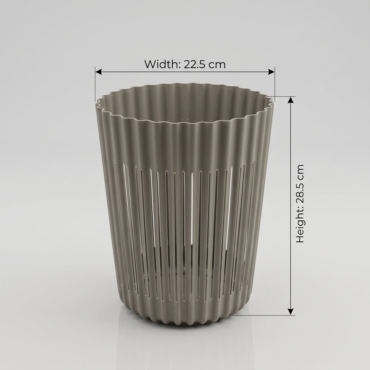 Grey Medium Ribbed Plastic Trash Bin by Zodiya
