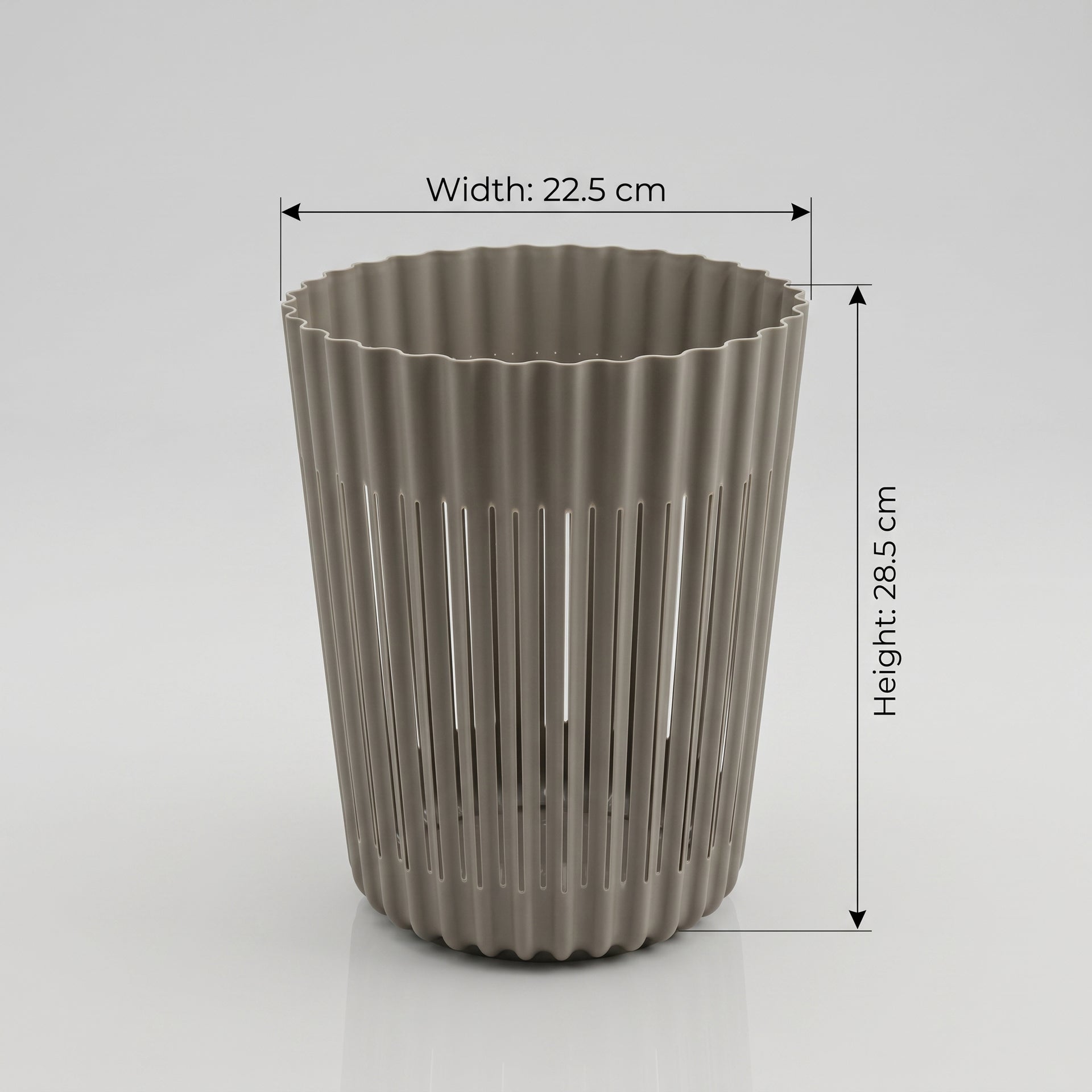 Grey Medium Ribbed Plastic Trash Bin by Zodiya