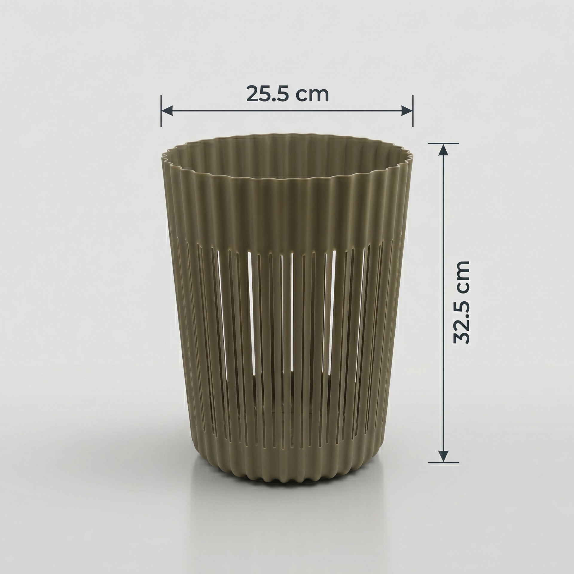 Grey Ribbed Plastic Trash Bin by Zodiya