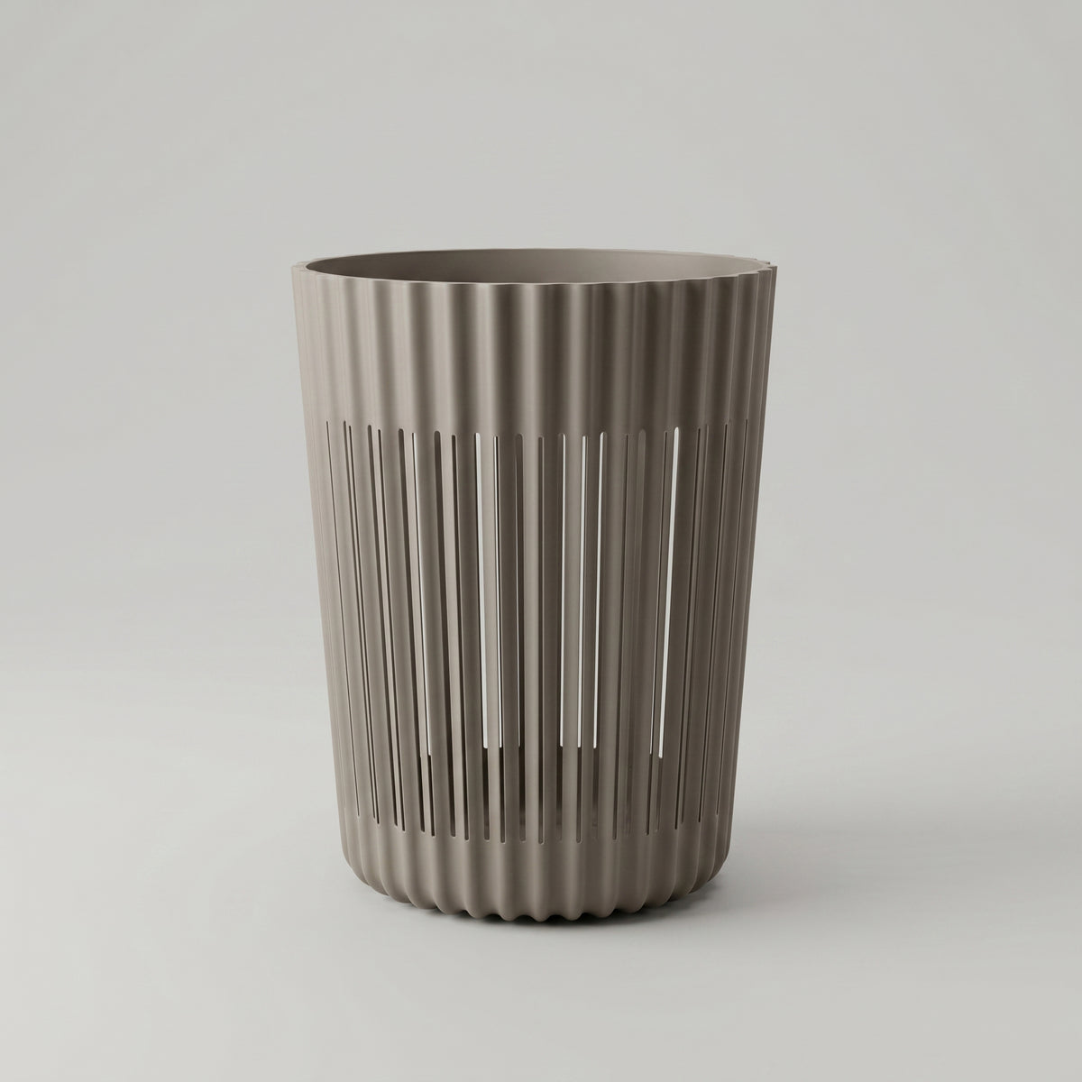 Grey Ribbed Plastic Trash Bin by Zodiya