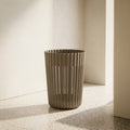 Grey Ribbed Plastic Trash Bin by Zodiya