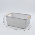Grey Multipurpose Storage Basket with Wooden Handle by Zodiya
