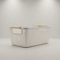 Grey Multipurpose Storage Basket with Wooden Handle by Zodiya