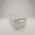 Grey Multipurpose Storage Basket with Wooden Handle by Zodiya